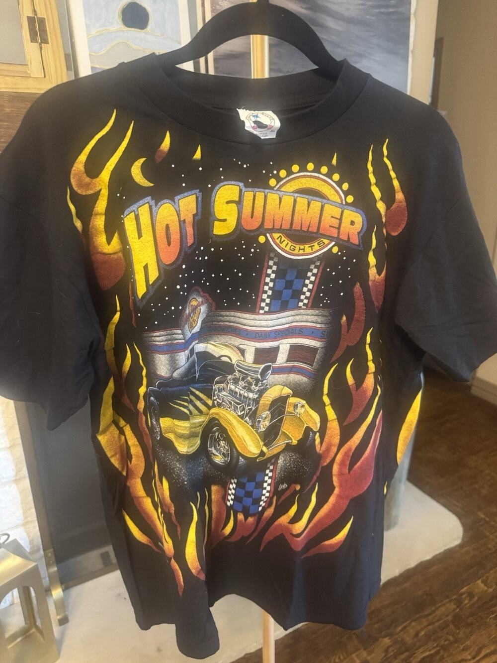 Caribbean Dream Hot Summer Nights Street Heat Graphic T-Shirt Black Cotton XL
